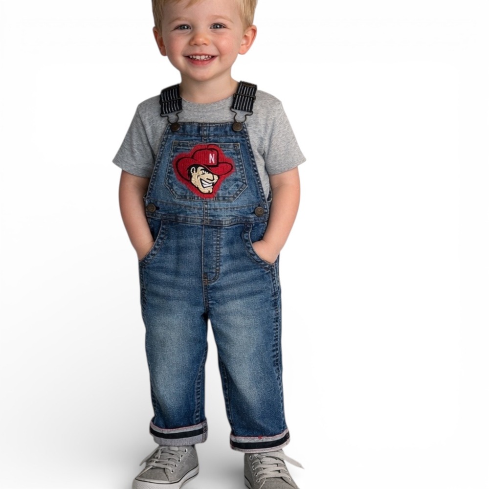 OshKosh Bgosh Nebraska Cornhuskers Herbie‎ Husker Denim Overalls 2T Blue Medium
